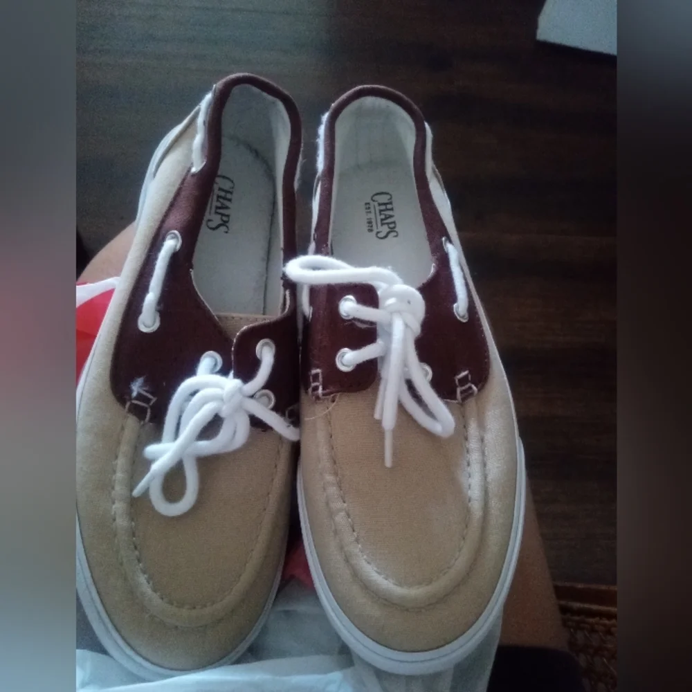 Chaps Men's Tan and Brown Boat Shoes